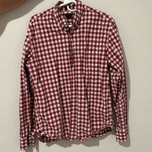 J. Crew Red and White Gingham Shirt